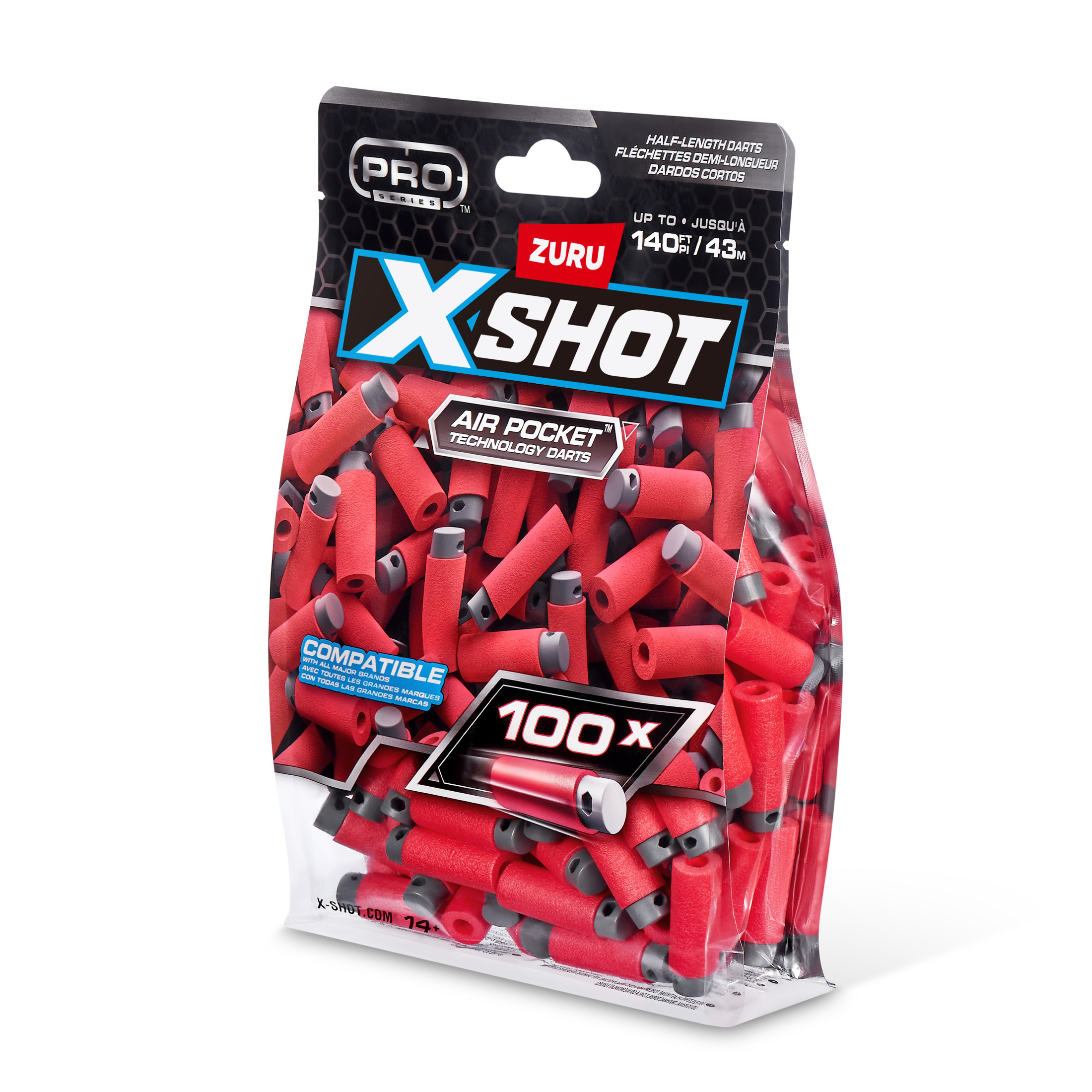 Confezione di ricarica con 100 dardi a mezza lunghezza XSHOT Pro Series di ZURU