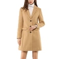 thumbnail image 2 of INSPIRE CHIC Manteau Long d'Hiver pour Femme à Revers Cranté, Manches Longues, Simple Boutonnage, Brun, G, 2 of 7