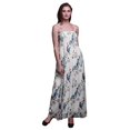 thumbnail image 1 of Bimba Robe Fluide à Bretelles Spaghetti Smockée pour Femmes Imprimée Pêche Florale et Merle d'Amérique - Blanc Moyen, 1 of 1