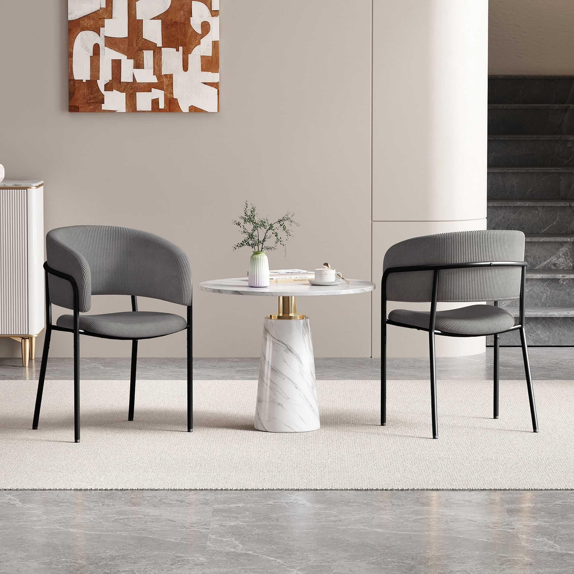 Ensemble de 4 chaises d'appoint modernes Noble House HORIZON avec pieds inclinés et pieds réglables (gris)
