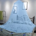 thumbnail image 4 of Easy Install Dome Mosquito Net for 1.5m-1.8m Beds, Breathable Polyester Ceiling Canopy with Retaining Ring, Portable Bed Net for Bedroom Living Room Rental Homes, Blue, 4 of 7