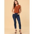 thumbnail image 3 of INSPIRE CHIC Blouse de Travail Sans Manches à Volants pour Femme à Col en V Hauts TP Caramel, 3 of 5