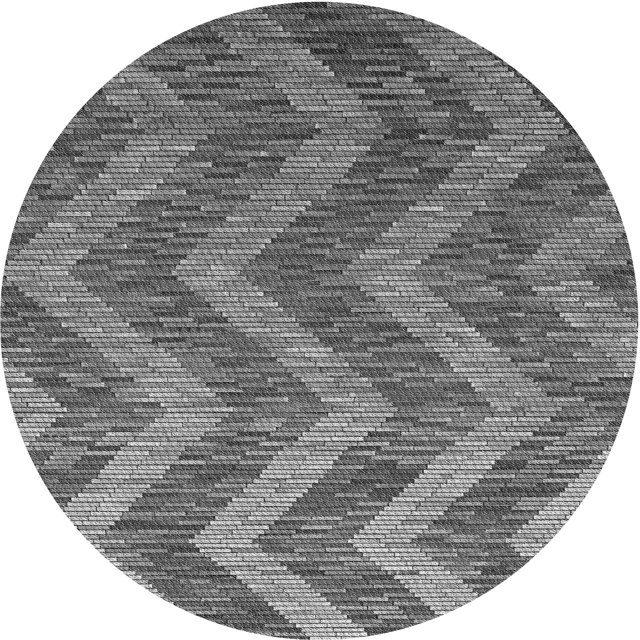 Ahgly Tapis Rond Lavable en Machine Intérieur Transitionnel Gris Foncé, 4 Pieds Rond