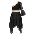 thumbnail image 4 of Aislor Robe de Danse Liturgique de Louange Lyrique pour Filles Enfants, Robe de Danse à Blocs de Couleur, Robe de Culte à Ourlet Asymétrique, Noir 6, 4 of 7