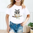 thumbnail image 2 of Hauts pour Filles Imprimé Mignon Col Rond Manches Courtes Tee Été Mode Ample Vêtements pour Petites Filles Blanc 2-4 Ans, 2 of 4