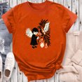 thumbnail image 4 of Dadaria Hauts Femmes Chemise Orange T-Shirt à Manches Courtes T-Shirt Col Rond Tee d'Été Chandail Blouses L, 4 of 5