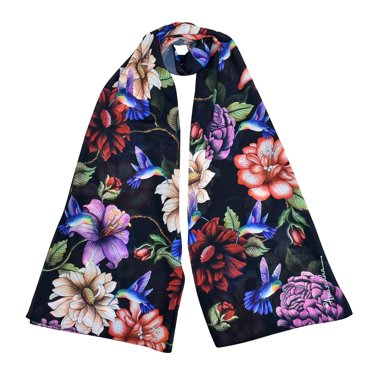 Anuschka Chiffon Scarf -Hummingbird Heaven