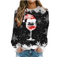 thumbnail image 2 of TIMIFIS Hauts de Noël pour Femmes Décontracté Mignon Verre de Vin Chapeau de Père Noël Imprimé Chandail Col Rond Chandails d'Hiver Manches Longues Chandail en Molleton Cadeaux de Noël, 2 of 4