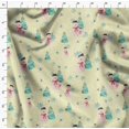 thumbnail image 4 of Soimoi Yellow Modal Satin Fabric Snowman & Tree Christmas Print Fabric by the Yard 42 Inch Wide, 4 of 5