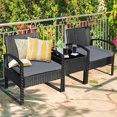 thumbnail image 1 of Gymax 3PCS Patio Rattan Conversation Furniture Set Outdoor Yard w/ Grey Cushions, 1 of 10