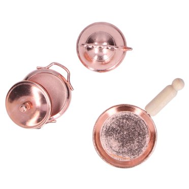 Doll House Pot Set, Simulation Small Decorative 1 : 12 3Pcs Doll House Accessory Metal  For Doll Accessory