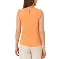 thumbnail image 3 of INSPIRE CHIC Blouse Sans Manches pour Femme, à Volants, Plissée, Blouse CHIC pour le Travail, TG, Orange, 3 of 7