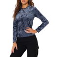 thumbnail image 4 of INSPIRE CHIC T-Shirts en Velours pour Femmes Col Rond Manches Longues Décontracté TP Gris Bleu, 4 of 7