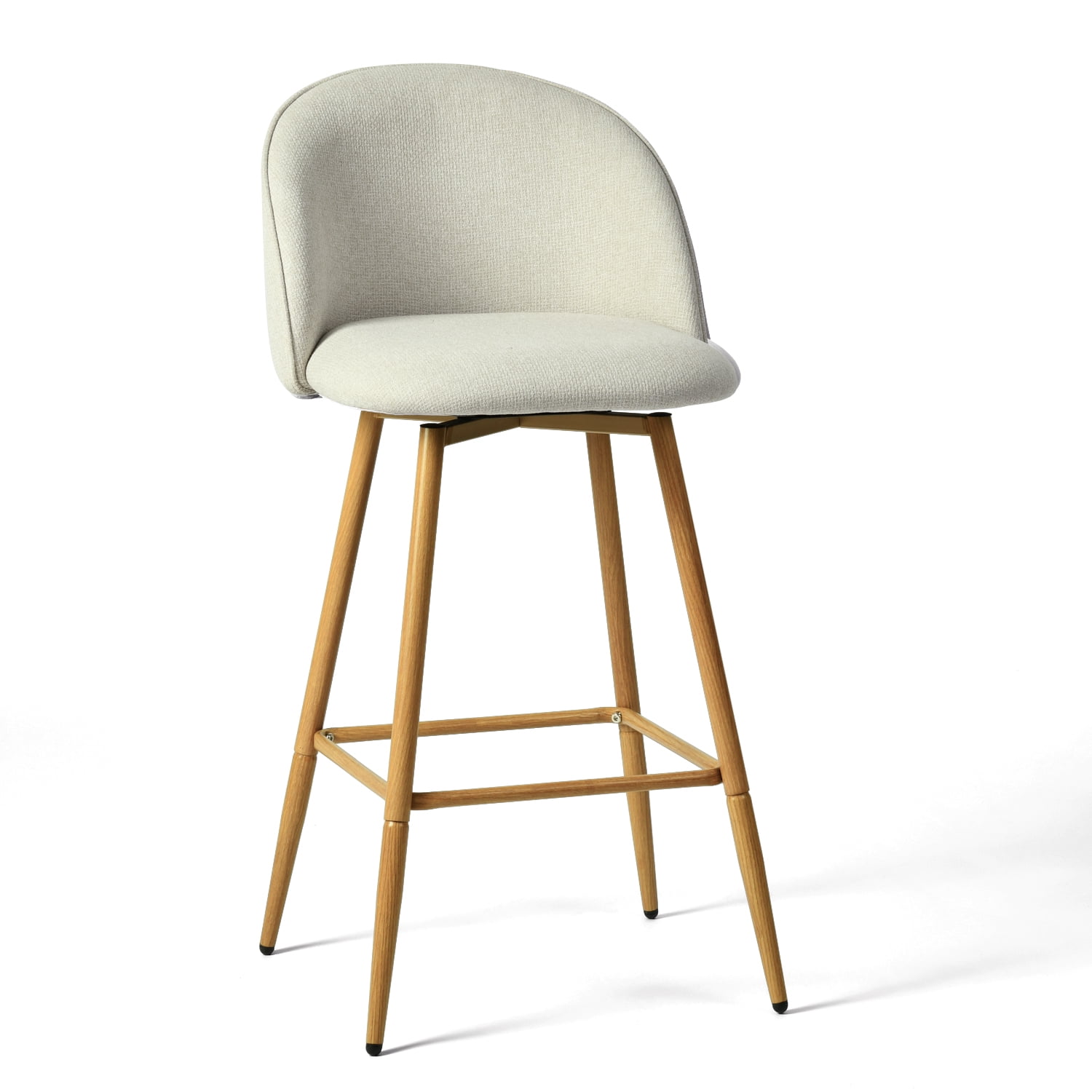 Homy Casa Ensemble de 2 Tabourets de Comptoir Pivotants, Chaises Baril Rembourrées avec Tissu Imperméable, Pieds Métal Aspect Bois