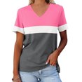 thumbnail image 2 of Yuyuzo T-Shirts pour Femmes Manches Courtes Décontractés Col en V Tops d'Été Color Block Tees Amples, 2 of 4