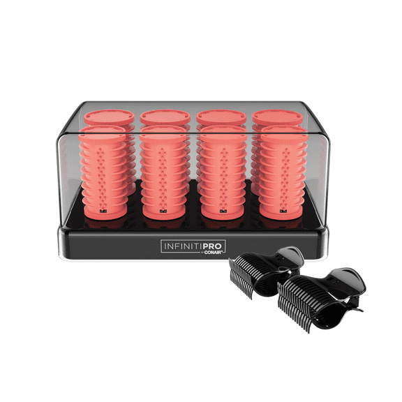 InfinitiPRO by Conair Colour Changing Hot Hair Rollers With Super Clips, Plastic, Orange, 8 Rollers & 8 Clips