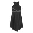 thumbnail image 4 of MSemis Kids Girls Shiny Rhinestone Sleeveless Lyrical Ballet Leotard Tulle Skirt Modern Contemporary Black 6, 4 of 7