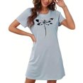 thumbnail image 4 of Mrat Pyjama d'Été pour Femmes Chemise de Nuit pour Femmes Tenue de Nuit Manches Courtes Chemise de Nuit Décontractée Imprimée Robe de Nuit Ample Confortable Pyjama S-80 Bleu TTG, 4 of 7