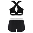 thumbnail image 2 of MSemis Kids Girls 2pcs Sports Set Keyhole Cross Back Tank Tops and Shorts Set For Yoga Gymnastics Dance White 10, 2 of 4