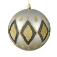 thumbnail image 1 of Vickerman N188125D 4.75 in. Limestone Matte Ball Ornament with Glitter Diamond Pattern  4 per Pack, 1 of 1