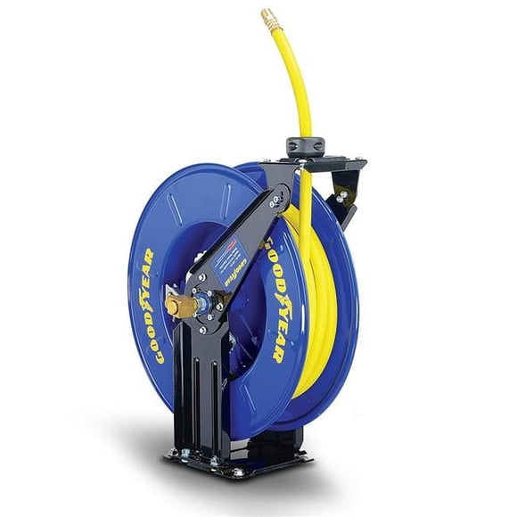 Goodyear Air Hose Reel Retractable 3/8" Inch x 50' Foot SBR Rubber Hose Max 300 psi - Single Arm Construction