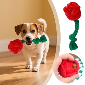 FEOLGEHLY Dog Squeaky Chew Toy Plush Valentine Rose for Small Medium Dogs Interactive Molar Toy Crinkle Dog Squeaky Toy Plush Chew Dog Toy Interactive Dog Toy Dog Molar Toy Crinkle Dog Toy, red