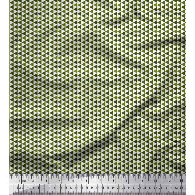Soimoi Polyester Crepe Fabric Triangle Small Printed Craft Fabric by The Yard 52 Inch Wide