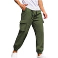 thumbnail image 1 of Dagugfen Mens Cargo Pants Fall Winter High Waist Drawstring Fitting Outdoor Camping Hiking Pants Pockets, 1 of 6