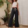 thumbnail image 5 of Timegard Womens Wide Leg Pants Elastic High Waist Drawstring Solid Color Beach Travel Casual Loose Pants, 5 of 5