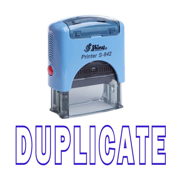 DUPLICATE Self Inking Rubber Stamp Custom Shiny Office Stationary Stamp