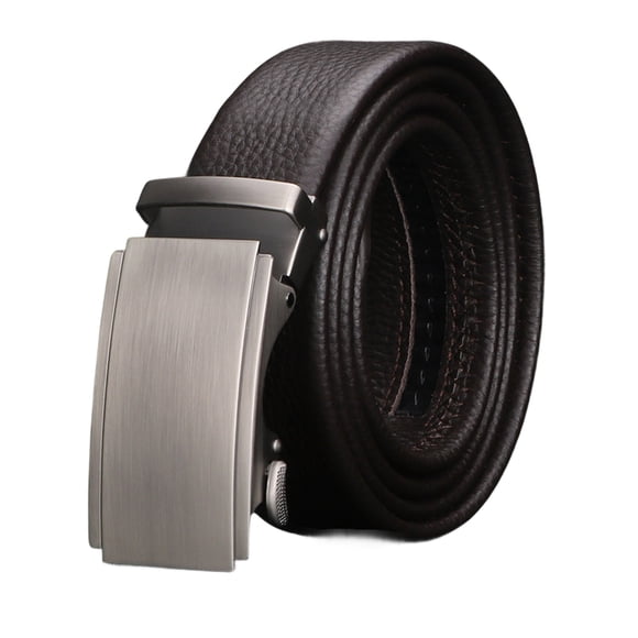 Toytexx Men’s Leather Ratchet Belt – Adjustable Dress Belt with Click Buckle, Brown Cowhide (43 Inch / 130 cm, 3.5 cm Width)