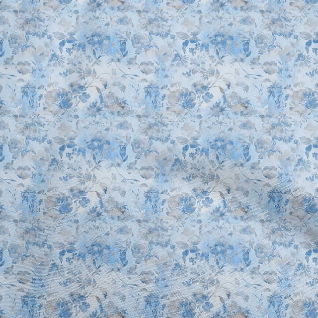 oneOone Cotton Poplin Blue Fabric Abstract Floral Craft Projects Decor Fabric Printed By The Yard 56 Inch Wide-2rb
