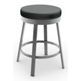 thumbnail image 1 of Amisco Clock 26" Faux Leather Swivel Counter Stool in Black/Glossy Gray, 1 of 6