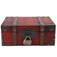thumbnail image 2 of Large Capacity Vintage European Style Wooden Storage Box, Decorative Jewelry Chest with Lock Gray, 2 of 7