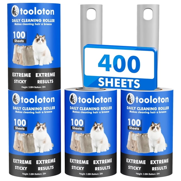 Tooloton Extra Sticky Lint Roller, 400 Sheets, 4 Pack