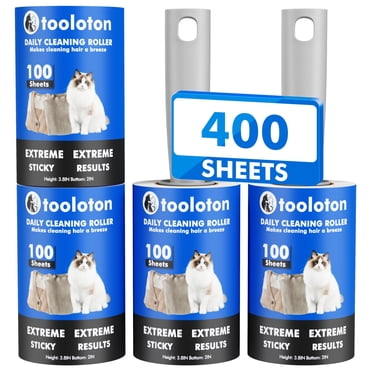 Tooloton Rouleau Adhésif Anti-Peluches Extra Collant, 400 Feuilles, Lot de 4
