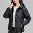 thumbnail image 3 of Cameland Women's Solid Color Lightweight Down Jacket Short Hooded Long Sleeved Versatile Jacket Long Sleeved Cotton Jacket, 3 of 7