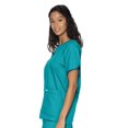 thumbnail image 4 of Landau Women's Essentials Snap Front Scrub Top, Classic Relaxed Fit, V-Neck, 4 Pockets, 4 of 6