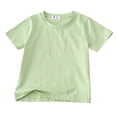 thumbnail image 1 of PMVFHDE T-Shirt à Manches Courtes d'Été Uni pour Enfants à Col Rond - Haut Léger, Respirant et Doux Vert Pâle, 4-5 Ans, 1 of 3