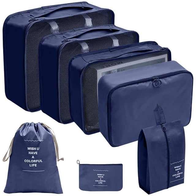 Gkeoshab Home Textile Storage Packing Cubes For Travel 7Pcs Travel Cubes Set Foldable Suitcase Organizer Lightweight Luggage Storage Bag Home & Garden