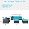 thumbnail image 3 of Costway Ensemble de Mobilier de Terrasse en Rotin 6 Pcs Coussin Canapé Table Basse Turquoise, 3 of 9