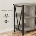 thumbnail image 4 of 8 Cube Storage Organizer Bookshelf, 3-Tier Metal Horizontal Bookcase Rustic Wood Cubby Bookcase, Industrial Horizontal Long Shelf for Living Room (Grey, 62 Inch), 4 of 7