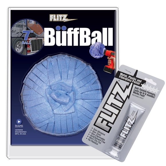 FLITZ BUFF BALL X-LARGE WHITE 7 DIAMETER WITH 1.76 OZ TUBE