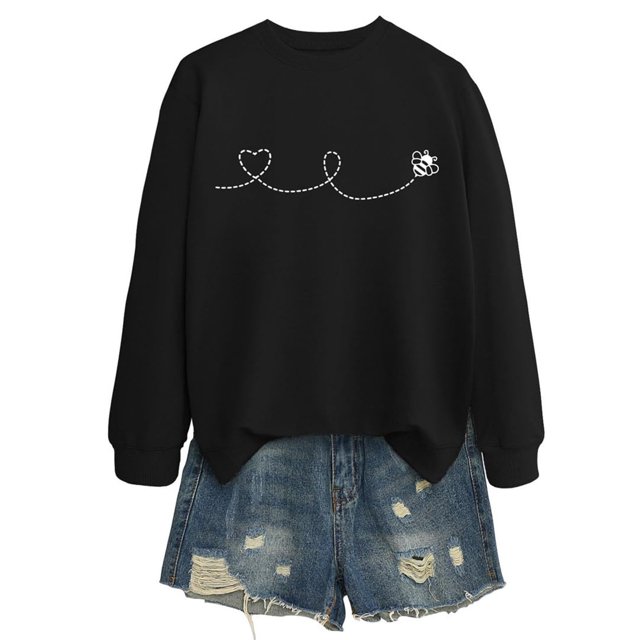 Chandails à Capuchon pour Femmes Chandail à Capuchon Femme Manches Longues Col Rond Chandail en Molleton Décontracté Imprimé Chandail-Over Haut Tenue Quotidienne T-Shirt Blouse Automne Hiver Vêtements Décontractés Veste