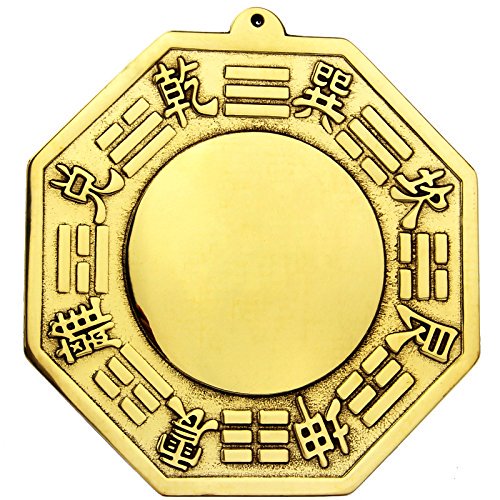 Chinese Feng Shui Brass Convex Bagua Mirror 4.5 inch