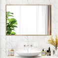 thumbnail image 2 of NeuType Miroir Rectangulaire Mural Doré 36"x24 Pouces, 2 of 7