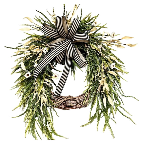 Spring Wreath Front Door Wreath Summer Wreath Flowers Windowsill Home Decoration Outdoor Indoor Farmhouse Decoration Wedding Vine Base Berry for Indoors Outdoor Christmas Wreath with Lights Battery