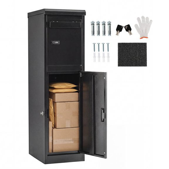 Gymax 44'' Package Delivery Box for Outside w/Lockable Doors Coded Lock for Home Porch