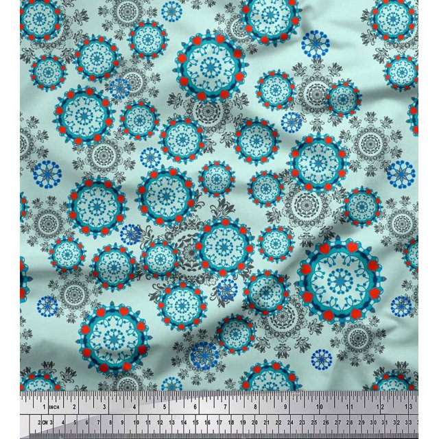 Soimoi Poly Georgette Fabric Floral & Damask Ethnic Print Fabric by Yard 42 Inch Wide