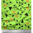 thumbnail image 1 of Soimoi Green polyester Crepe Fabric Dot,Zig Zag & Triangle Geometric Print Fabric by Yard 42 Inch Wide, 1 of 1